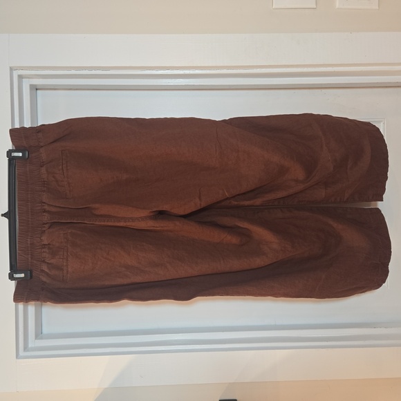 Quince 100% Linen Wide Leg Womens Pants Trousers Brown Size XL - Picture 4 of 10